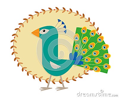 Cartoon Peacock Vector Illustration