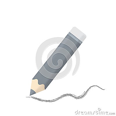 Cartoon pensil and the line from the pencil isolated Vector Illustration