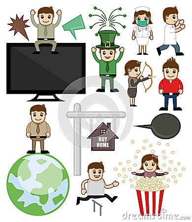 Cartoon People Action and Activities Stock Photo