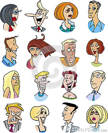 Cartoon people characters and emotions Vector Illustration