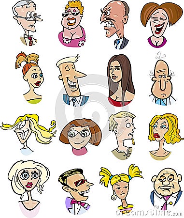 Cartoon people characters and emotions Vector Illustration