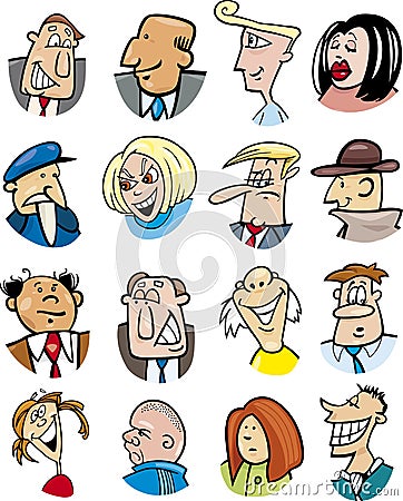 Cartoon people characters and emotions Vector Illustration