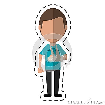 Cartoon people patient broken arm Vector Illustration