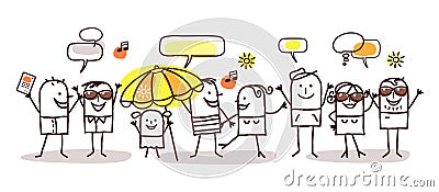 Cartoon People and Summer Time Vector Illustration