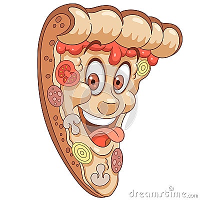 Cartoon Pepperoni Pizza slice Vector Illustration