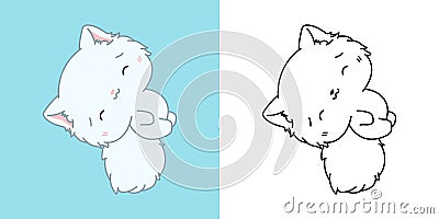 Cartoon Persian Kitty Clipart for Coloring Page and Illustration. Clip Art Isolated Cat. Vector Illustration