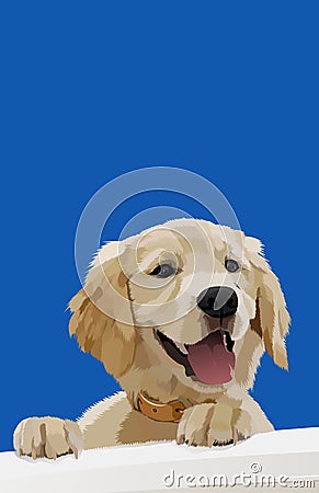 Cartoon pet animal dog golden retriver puppies illustration design vector Cartoon Illustration