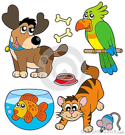 Cartoon pets collection Vector Illustration