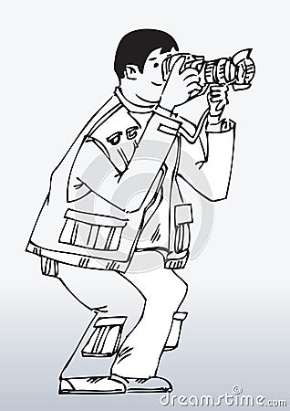 Cartoon Photographer Working Vector Illustration