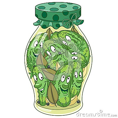 Cartoon pickled cucumbers Vector Illustration