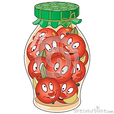 Cartoon pickled tomatoes Vector Illustration