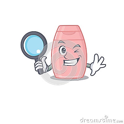 Cartoon picture of baby cream Detective using tools Vector Illustration