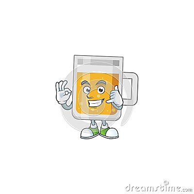 Cartoon picture of glass of beer make a call gesture Vector Illustration