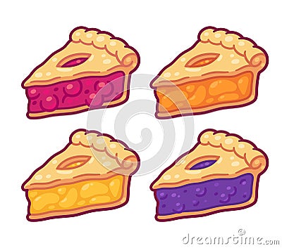 Cartoon pie slices set Vector Illustration