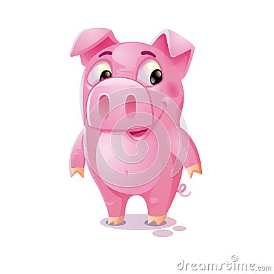 Cartoon pig. Cute pig on white background. 3d cartoon c Stock Photo