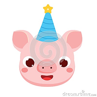 Cartoon pig face. symbol of 2019 chinse new year. vector illustration for calendars and cards Vector Illustration