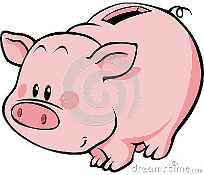 Cartoon piggy bank Vector Illustration