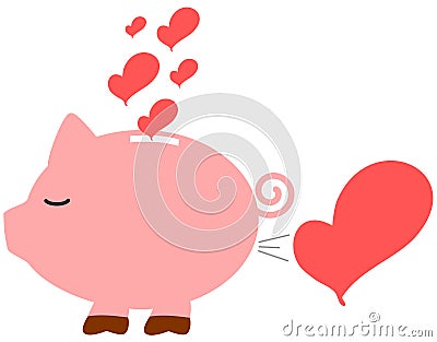 Cartoon piggy love bank romantic concept illustration Vector Illustration