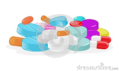 Cartoon pile of medical pills Vector Illustration