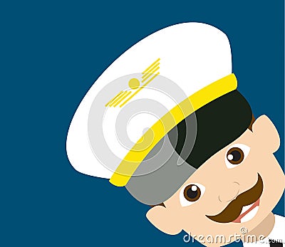 Cartoon Pilot Flight Attendant - Empty Space with Head in Corner Stock Photo