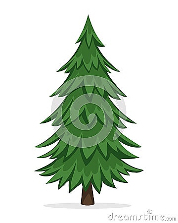 Cartoon Pine Tree Vector Illustration