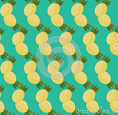 Cartoon Pineapples pattern Vector Illustration