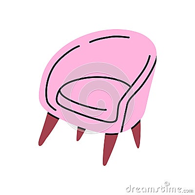 Cartoon Pink Armchair Icon. Vector Vector Illustration