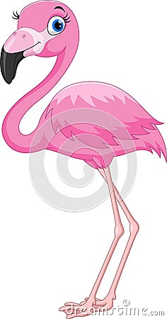 Cartoon pink flamingo bird. Funny and adorable Stock Photo