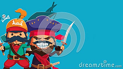 Cartoon Pirate Captains in Duel Stock Photo