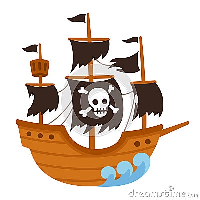 Pirate ghost ship cartoon Vector Illustration