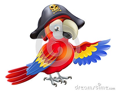 Cartoon pirate parrot Vector Illustration