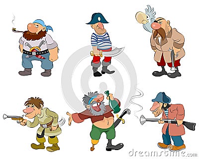 Cartoon pirates and robbers Vector Illustration