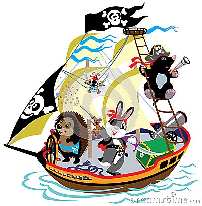 Cartoon pirateship Vector Illustration