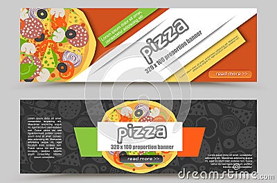 Cartoon Pizza Pizzeria flyer vector background. Vector Illustration