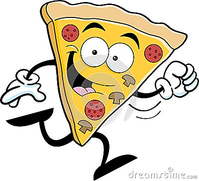 Cartoon pizza running Cartoon Illustration