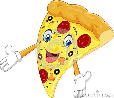Cartoon pizza waving Vector Illustration