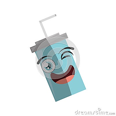 cartoon plastic cup soda straw wink Cartoon Illustration