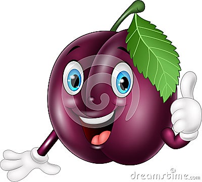 Cartoon plum giving thumbs up Vector Illustration