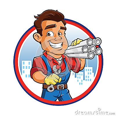 Cartoon plumber worker Vector Illustration