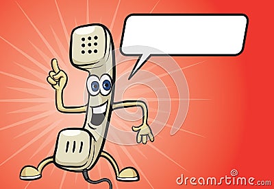 Cartoon pointing phone receiver character Vector Illustration