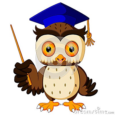 Cartoon of pointing wise owl Vector Illustration