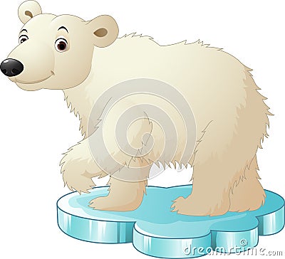 Cartoon polar bear sitting on floe Vector Illustration