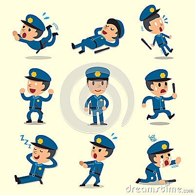 Cartoon policeman character poses Vector Illustration