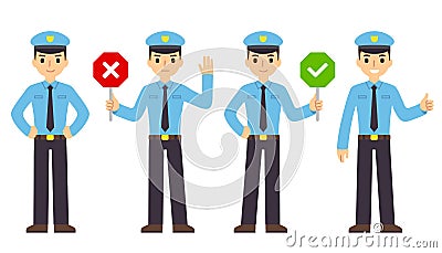 Cartoon policeman vector illustration set Vector Illustration