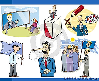 Cartoon politics concepts set Vector Illustration