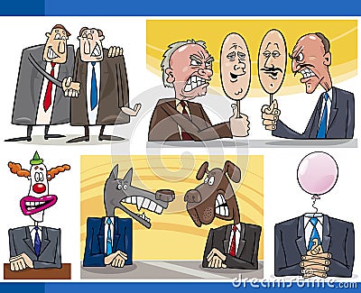 Cartoon politics concepts set Vector Illustration