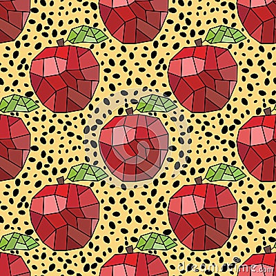 Cartoon polygonal fruit seamless apples geometric pattern for fabrics and linens and wrapping paper and kids Cartoon Illustration