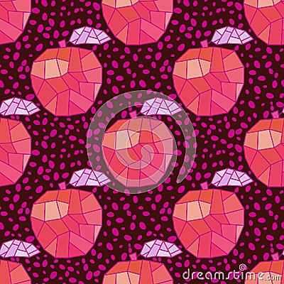 Cartoon polygonal fruit seamless apples geometric pattern for fabrics and linens and wrapping paper and kids Cartoon Illustration