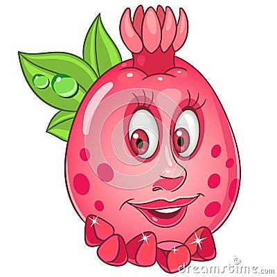 Cartoon Pomegranate character Vector Illustration