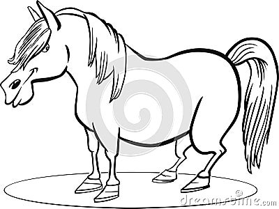 Cartoon pony horse coloring page Vector Illustration